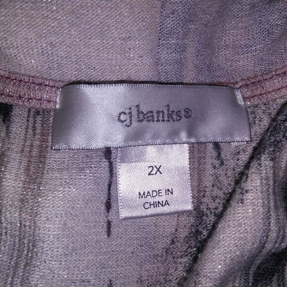 CJ Banks Sweater Womens Plus Size 2X Brown Cream Boho Hooded Studded Bling Croch - Picture 10 of 10